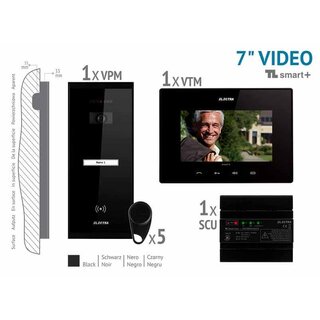 Video-Trsprechanlage smart+ 7, Komplett-Set Schwarz/Aufputz | 1-Familie